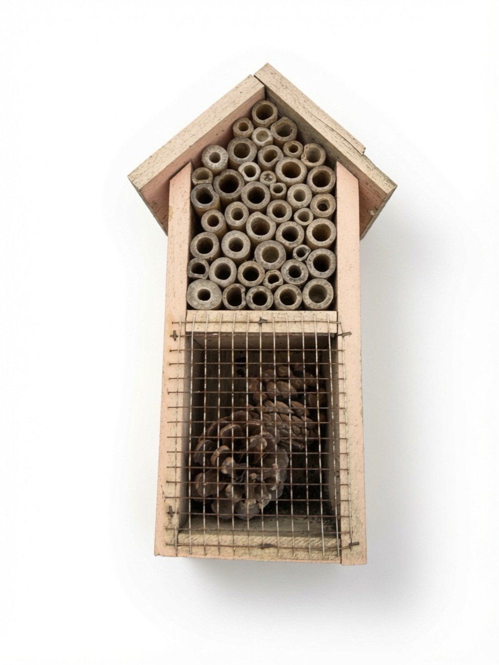 Wood Insect Hotel Natural Bamboo Pine Cone Bee House Garden Naturally Distressed